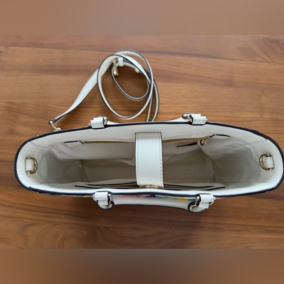 Multicolor Embroidery Patterned Purse with Shoulder Strap. White satin lining. - Picture 2 of 9